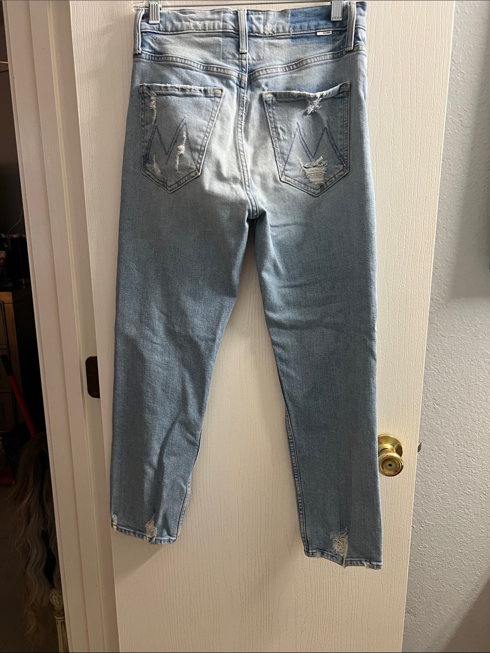MOTHER Light Blue Distressed Boyfriend Jeans - Picture 3 of 3